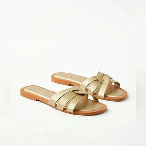 LOFT Strappy Leather Slide Sandals